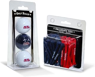 NCAA Logo Imprinted Golf Balls (3 Count) & 2-3/4" Regulation Golf Tees (50 Count), Multi Colored