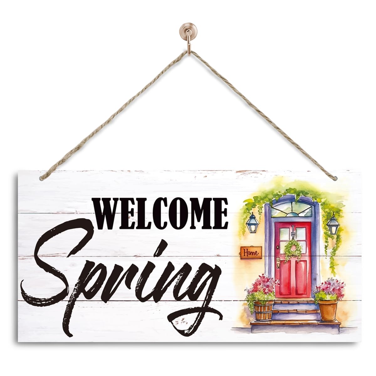 Spring Wall Decor, Decorative Wall Plaque, Welcome Sign, Spring Door Hanger, Decorative Hanging Wood Plaque for Wall, Country Style Home Decoration, Spring Door Decor, Garden Yard Decor