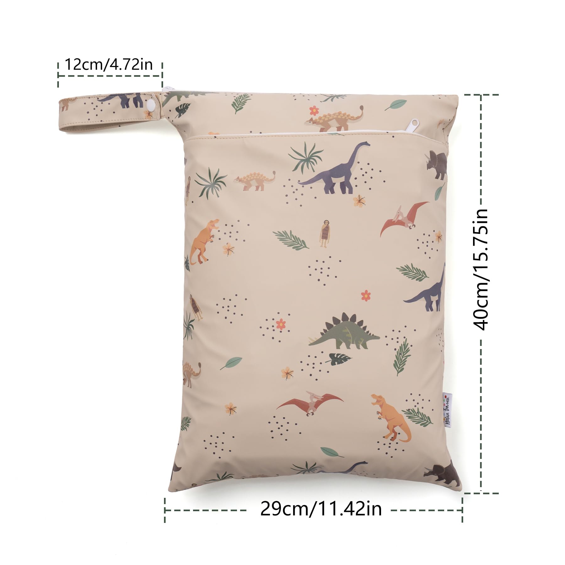 Bolsa Impermeable Reutilizable con Dos Bolsillos con Cremallera para pañales de bebé con asa, diseño de Dinosaurio