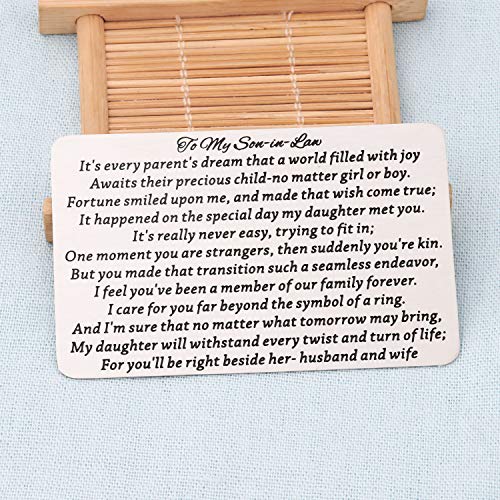 BEKECH To My Son-in-Law Wallet Insert Card Son-in-Law Jewelry from Mother-in-Law Father-in-Law3