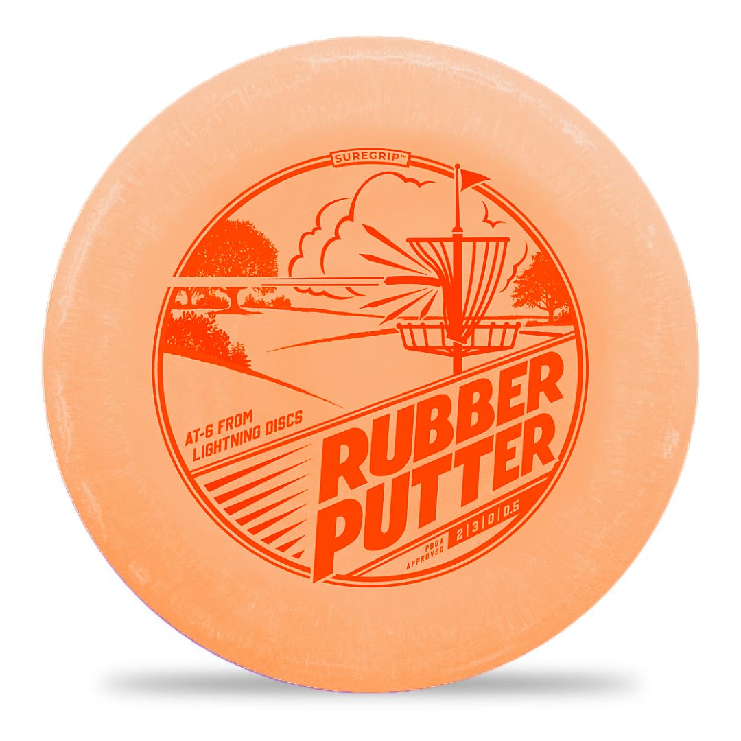 Lightning Discs Sure Grip Rubber Putter Golf Disc | 170-175 Grams | #1 Rated Beginner Putter - Floats in Water