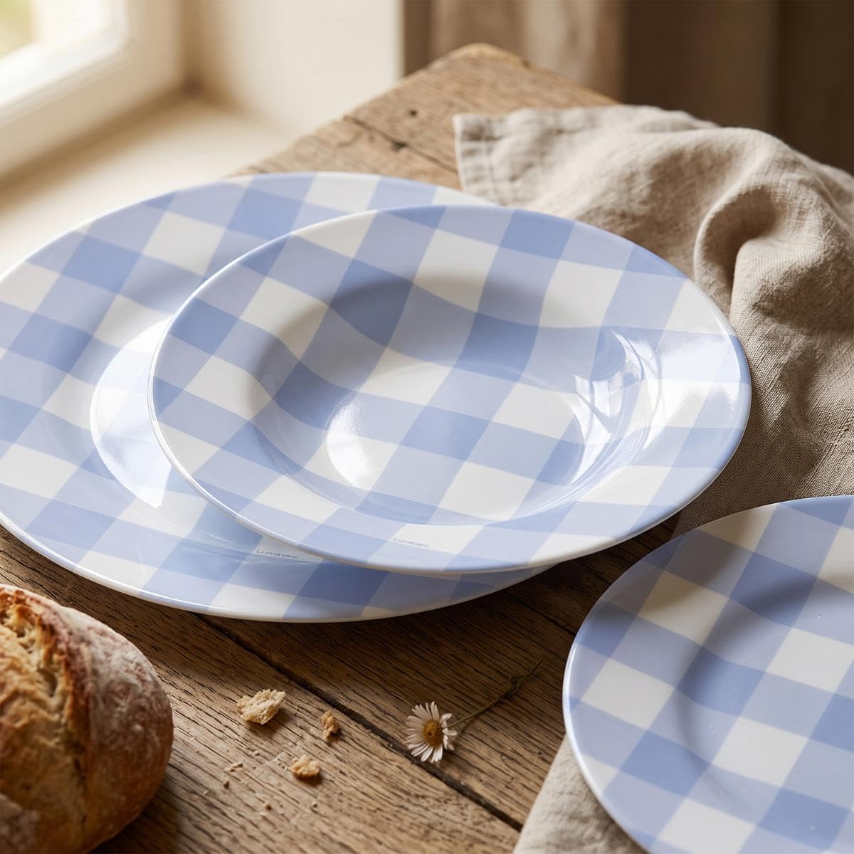 Luminarc Ingrid - Servizio da tavola in vetro opale blu, 18 pezzi, 6
