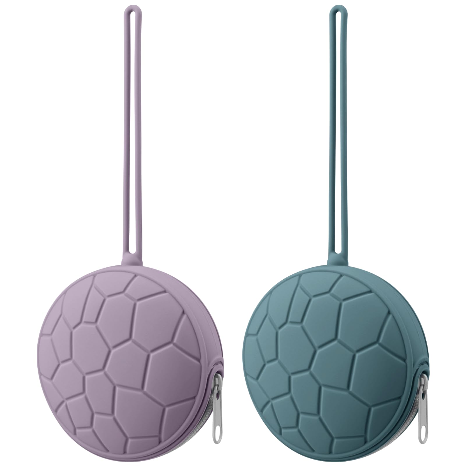 Photo 1 of Kalovin Pacifier Holder Case Set, Baby Silicone Pacifier Holder Case, Protective Storage Container Attaches to Strollers & Diaper Bags, Easy to Clean (Soft Lilac, Dark Teal)