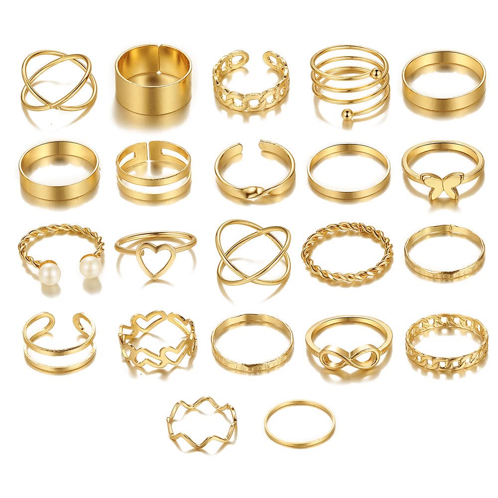TOEECY Nudillos Anillos Mujer Oro Juego Abiertos Apilables Serpiente Anillo Ajustable Forma Vintage Regalo de Joyería