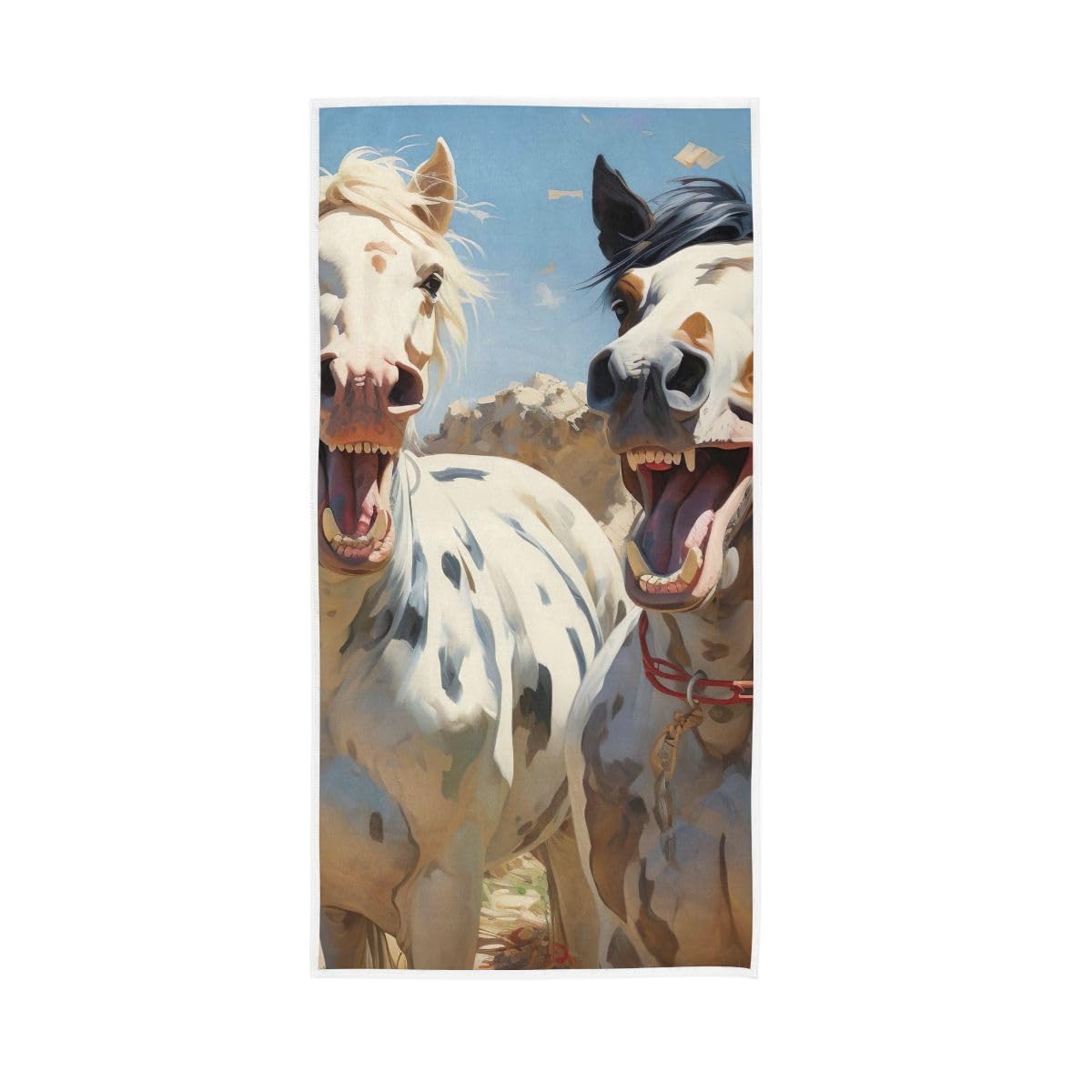 LSRCPD Horses Funny Hand Towels Soft Washcloths Cotton Hand Towels 15 x 30 Inch