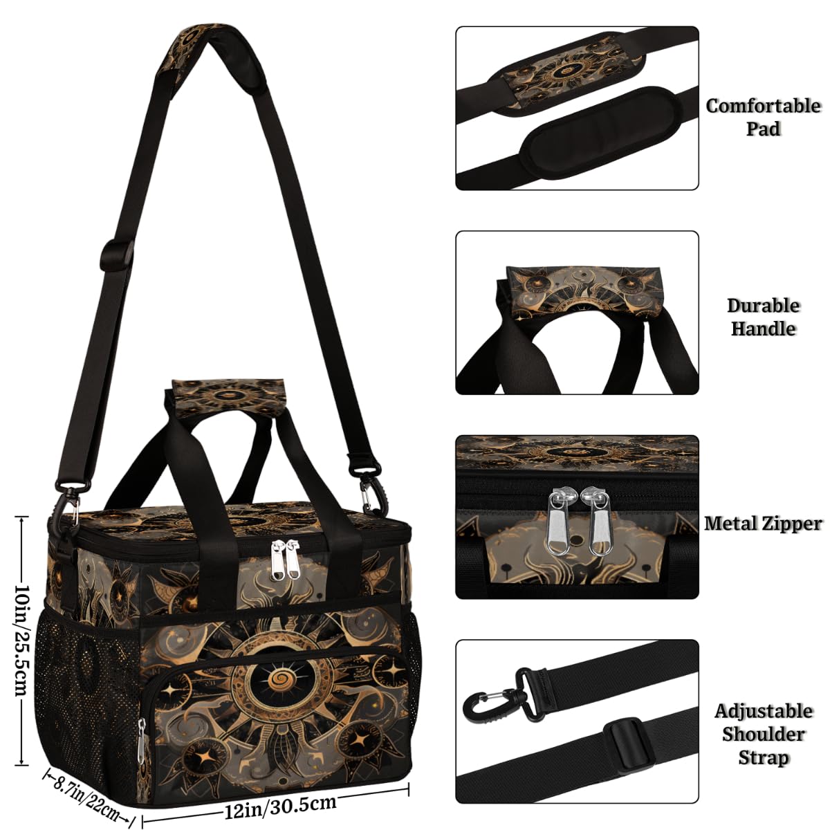 Magic Insulated Picnic Backpack Lunch Box for Women Men Picnic Basket Tote Lunch Bag Picnic Bag Portable Lunch Bags for Picnic, Beach, Work, Trip,Office, Camp Ethnic Magic