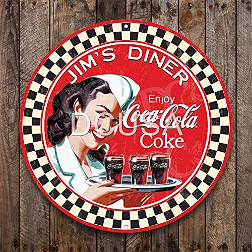 Decorative Concepts Vintage Diner Restaurant Coke Themed Personalized Large 24" Metal Welcome Sign #TOP2