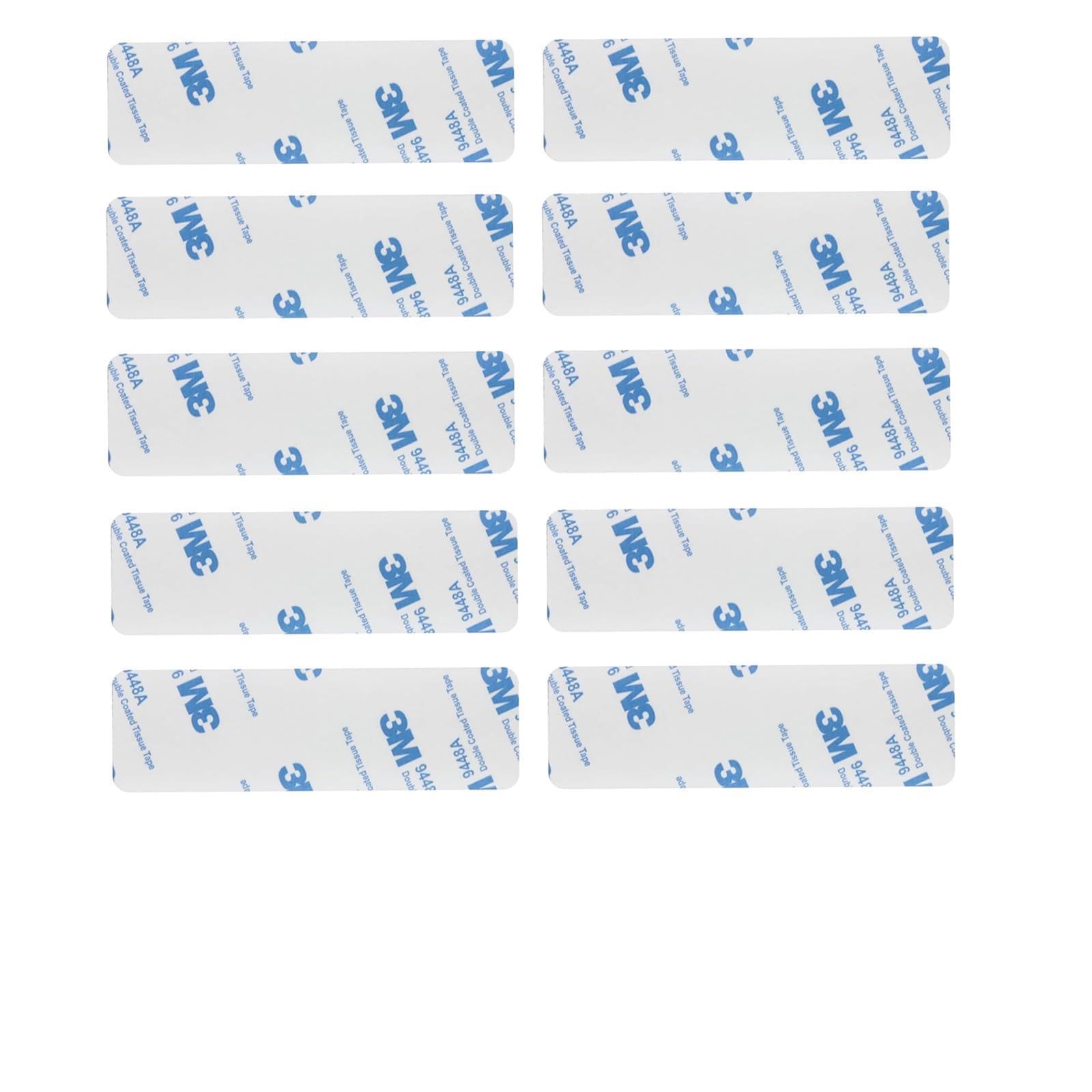Scratch Autocollant Double Face Blanc Réutilisable Rectangle 3 x 10 cm Lot de 10 Pièces