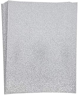 Paper Junkie Silver Glitter Craft Paper, Single Sided, 8.5 x 11 Inches