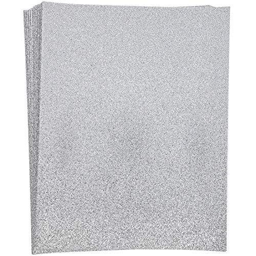 Paper Junkie Silver Glitter Craft Paper, Single Sided, 8.5 x 11 Inches