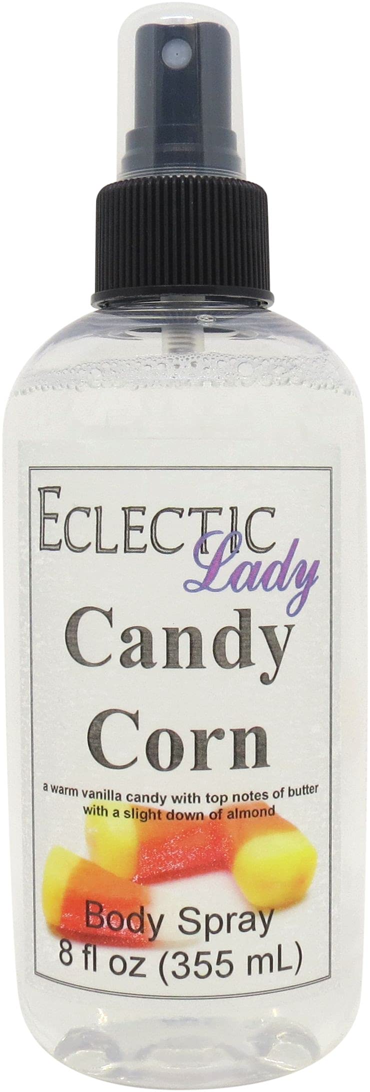 Eclectic Lady Candy Corn Body Spray, Double Strength, 8 ounces, Body Mist for Women with Clean, Light & Gentle Fragrance, Cologne with Soft, Subtle Aroma For Daily Use