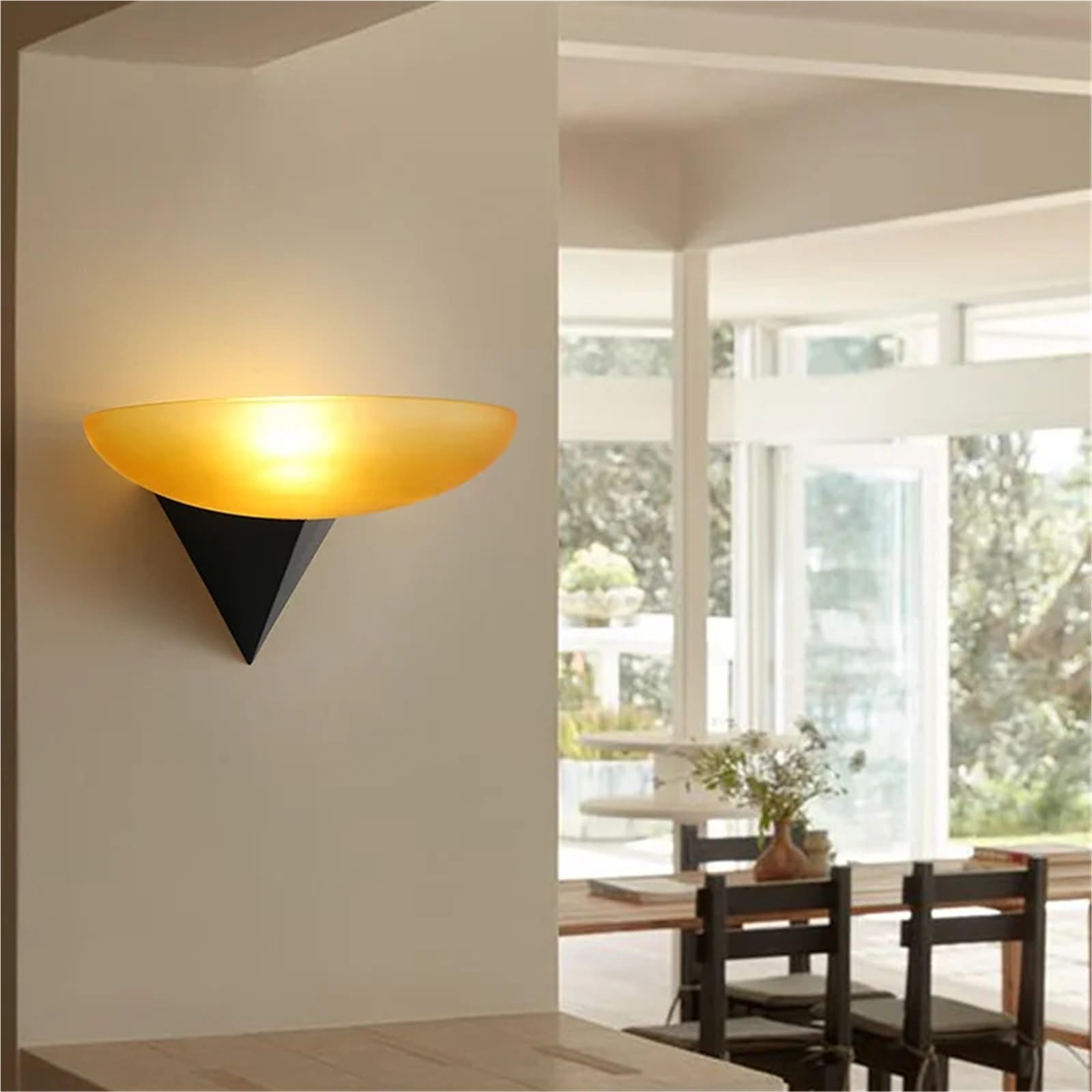 Bauhaus żółte szkło matowe retro kinkiet do salonu, korytarza, sypialni, nocnej dekoracji LED (Cool White(5500-7000K), White)