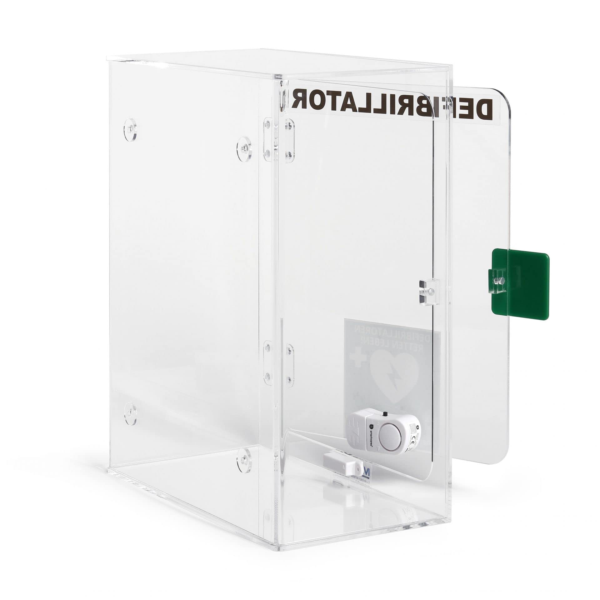 MedX5 Teca per Defibrillatore, Armadietto per Defibrillatori, Uso Interno con Allarme (95db), Adatto a tutti i Defibrillatori, Made in Germany