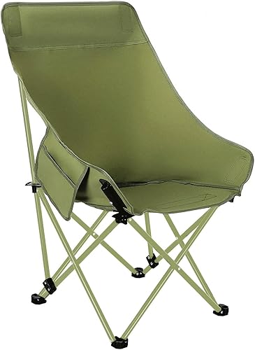 Sillas de camping con respaldo alto, portátil, grande, resistente, plegable, con bolsillo de almacenamiento lateral, con cabeza acolchada, soporta