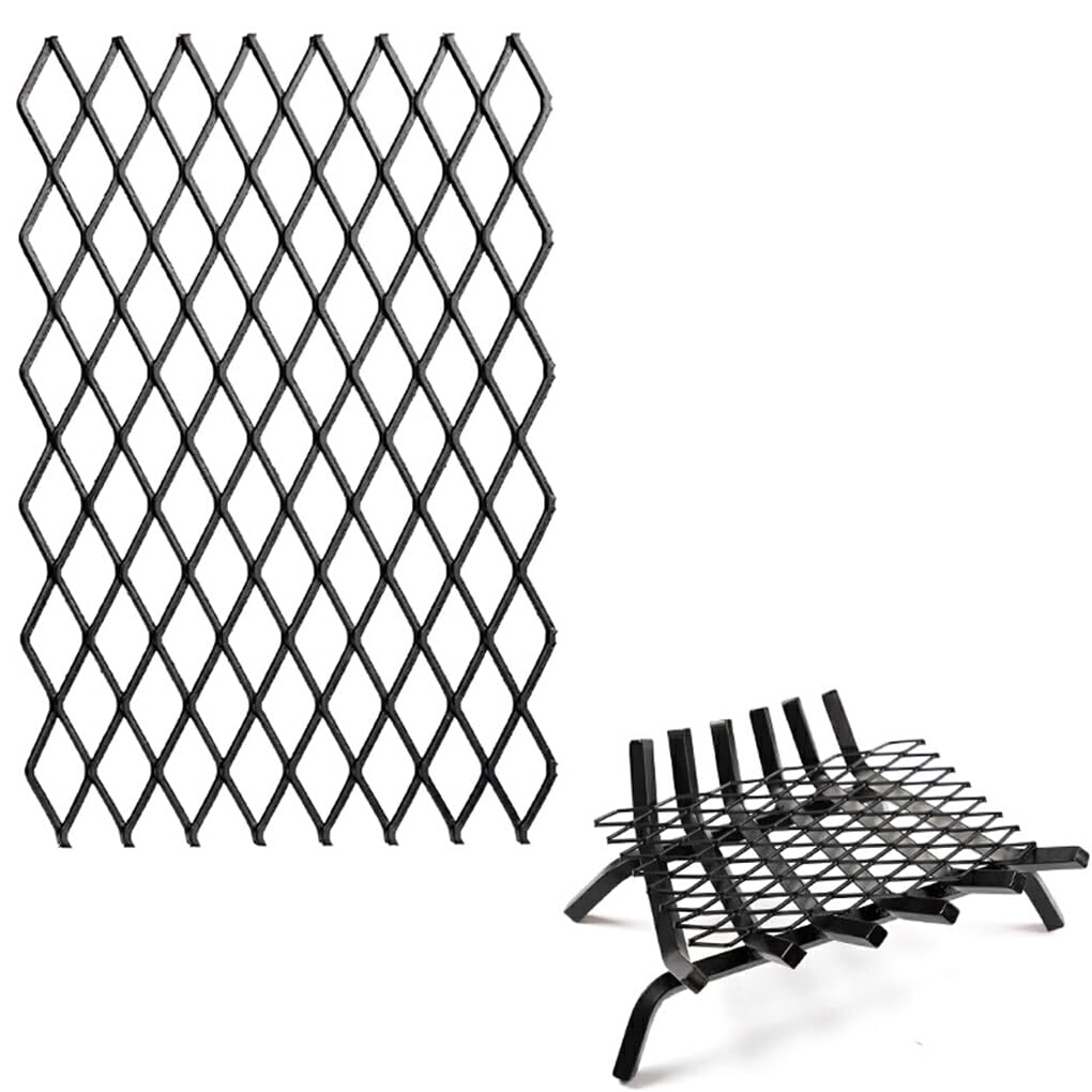 Robuster Kaminrost aus Stahl für Holzöfen, Kaminrost aus Metall, Glutrost für Feuerstelle, Rost aus Gitterrost, 7.5 * 11.8 Zoll