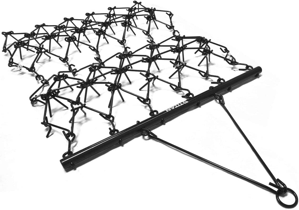 Titan Attachments Heavy Duty Drag Harrow 4.5 FT x 5 FT Leveling Grading Steel Mesh, 3/8in Tines, Tow Behind Agricultural-Style Drag