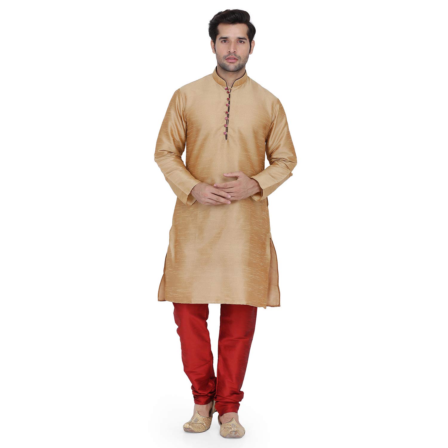 royal kurta Mens Silk Blend Loop Button Kurta Pyjama Set-picture-19