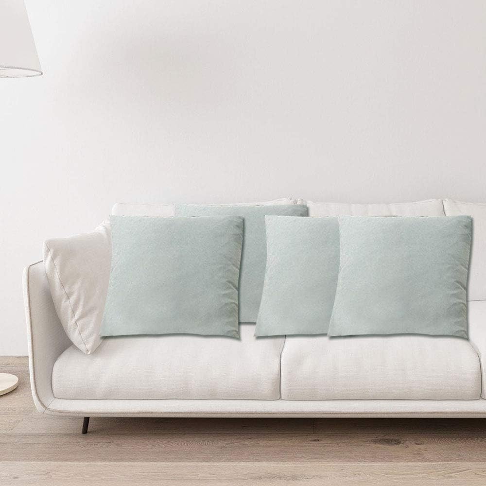 WEMEON Velvet Throw Pillow Covers Cushion Cases 24x24in Set of 4,Solid Color Pillows Soft Decorative Square Couch Pillow Covers,Mix and Match Home Decor for Sofa Bedroom Car Couch (Neutral)