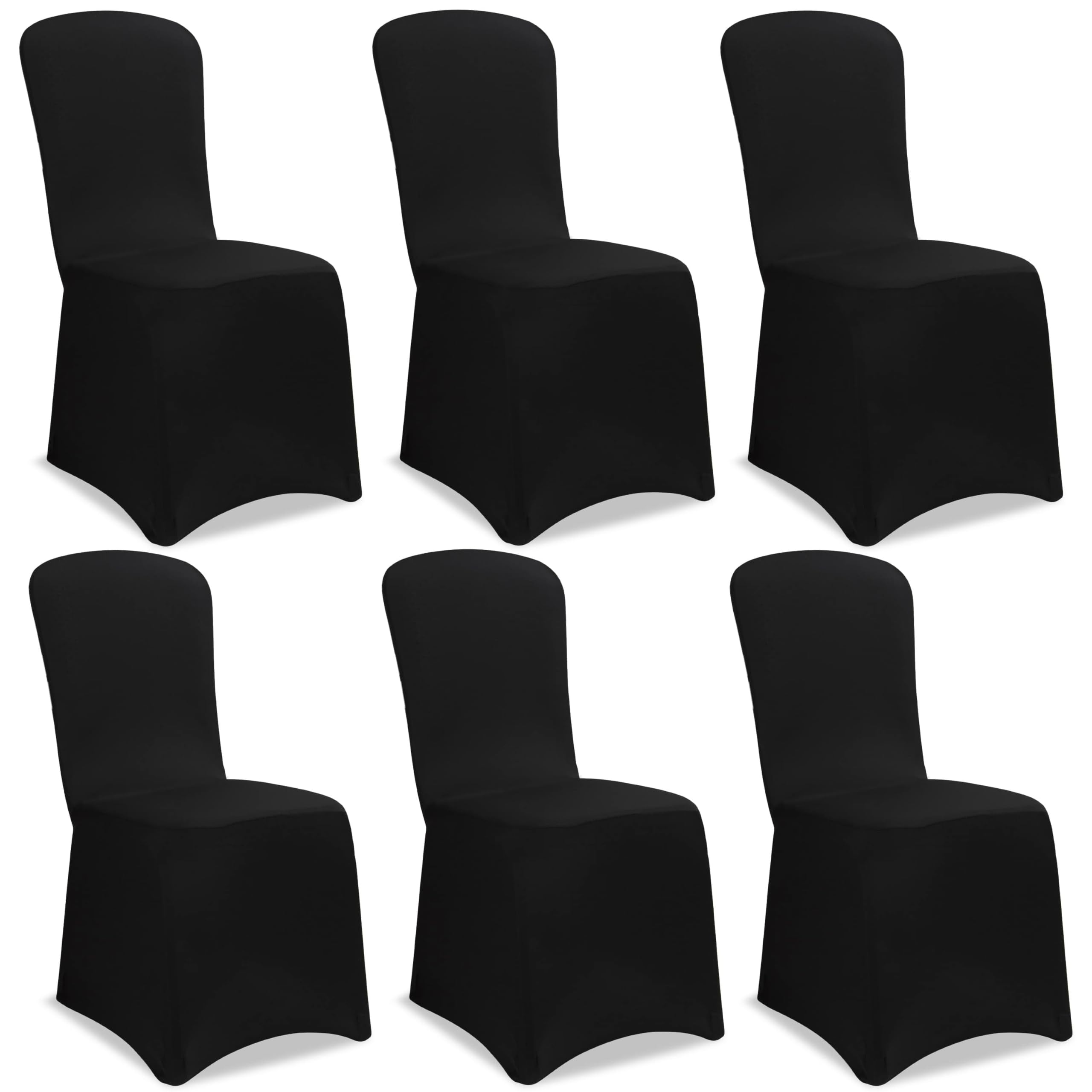 DETEX® Stoelhoezen 6-delige Set Zwart - OEKO-TEX® Gecertificeerd - Stretch Stoelovertrek Wasbaar - Hoezen voor Stoelen - Bruiloft - Bekleding Eetkamerstoelen - Hoge Rugleuning - Decoratie