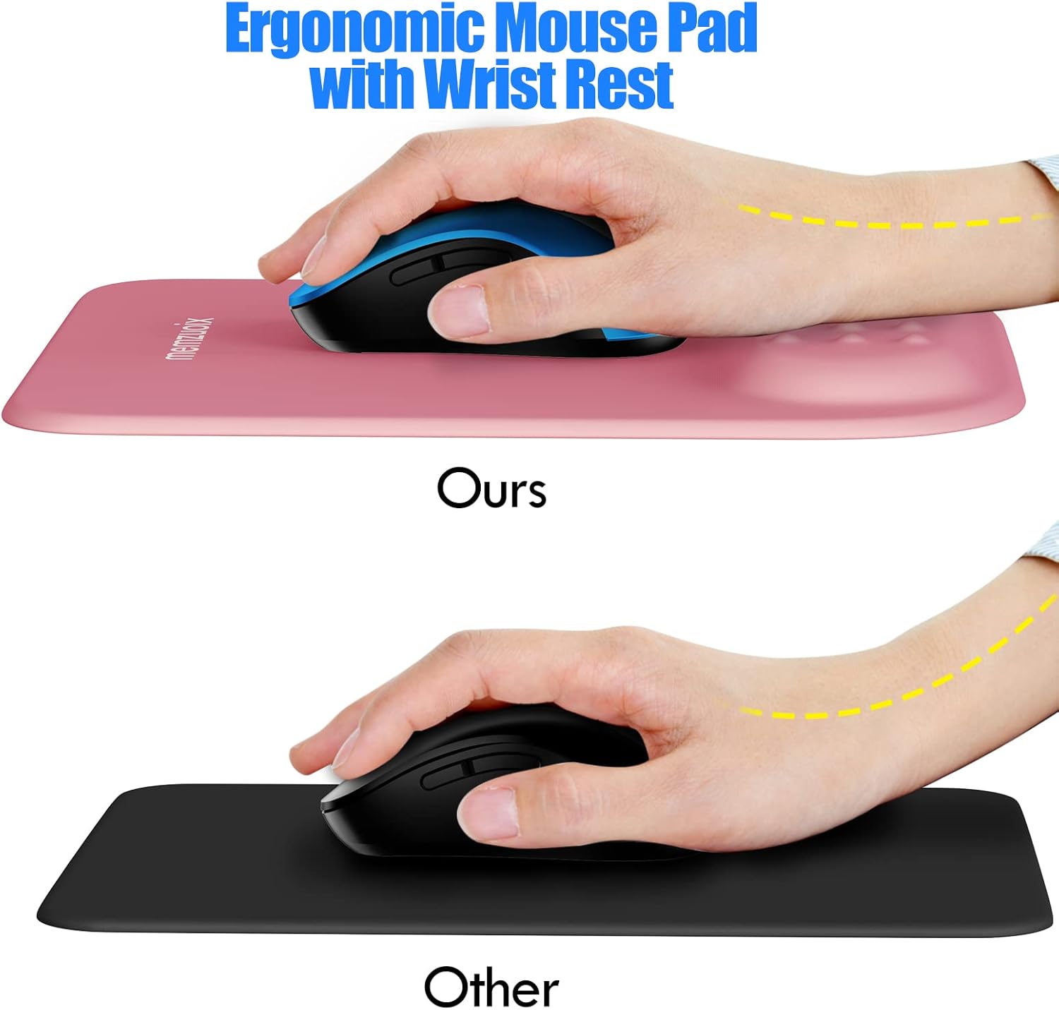 memzuoix 2.4G Wireless Mouse,Ergonomic Mouse Pad with Wrist Support for Laptop, PC, Desktop, MacBook(Purple Mouse + Pad)