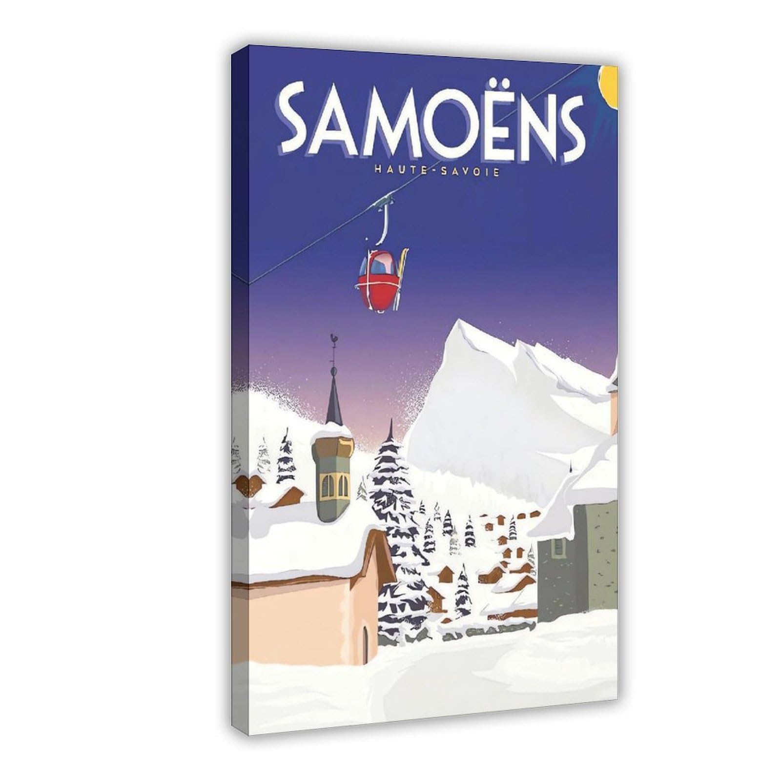 QNVJQKDSI Samoens Travel Vintage Canvas Poster Bedroom Decor Landscape Office Room Decor Gift 16" L X 24" W