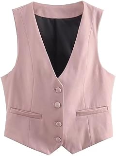 2025 - Chaleco de traje corto para mujer, elegante chaqueta con cuello en V y botones Abrigos Lana Invierno para mujer