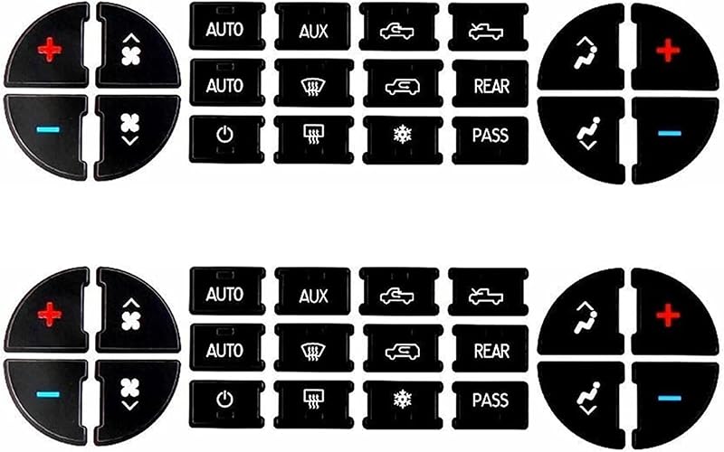 Adesivos de Reparo para Botões do Ar-Condicionado ChrYsm para Chevrolet e GMC 2006–2014 – 1 conjunto