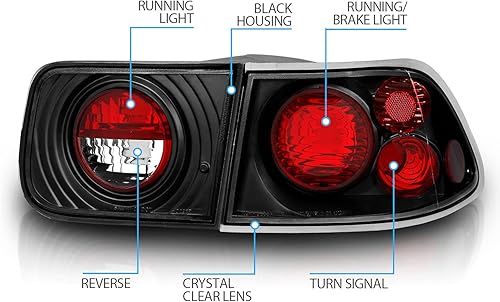 Miniatura 4 de AmeriLite Juego de luces traseras negras de repuesto para Honda Civic 96-00 de 2 puertas Coupé solamente - lado del pasajero y del conductor
