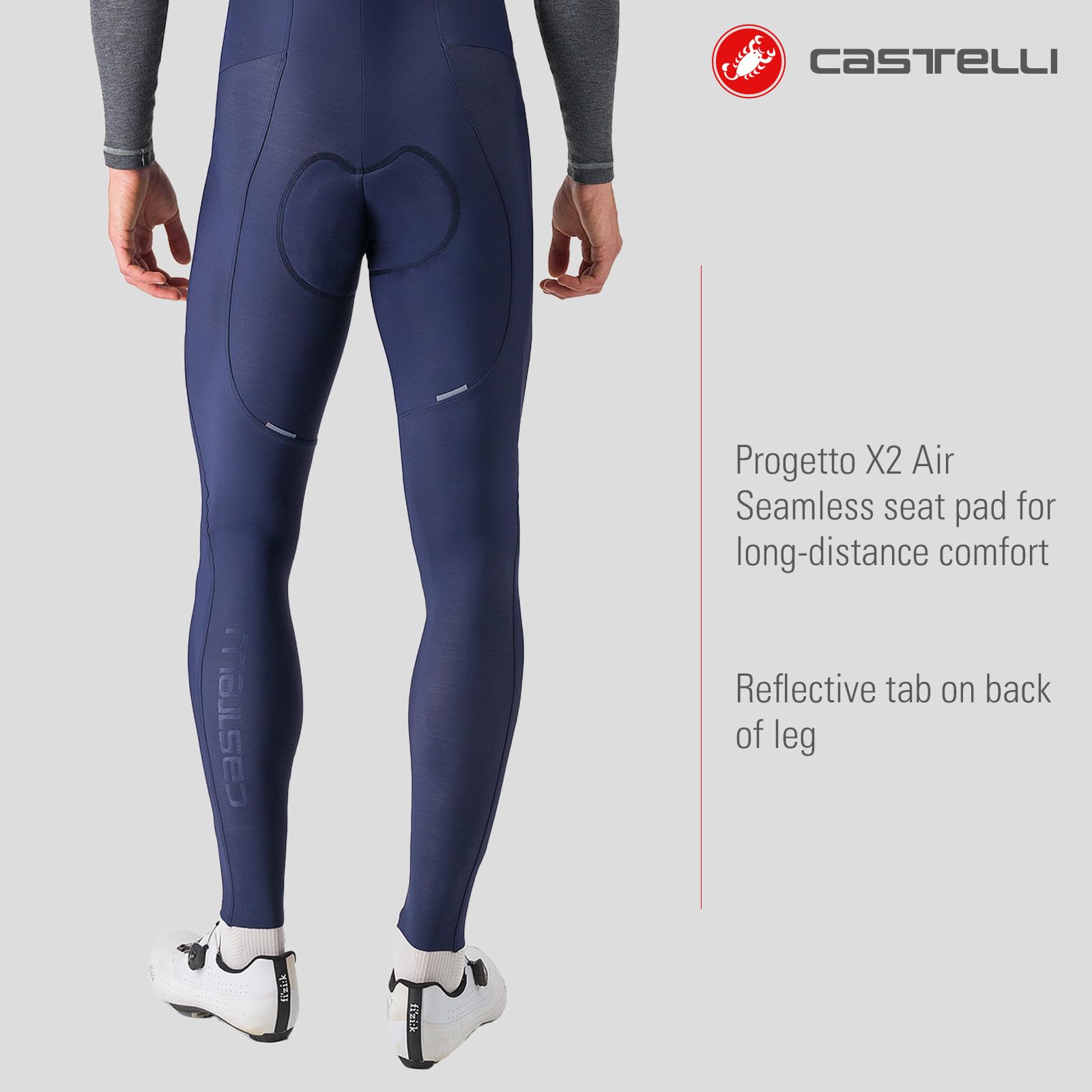 CASTELLI Bavaglino da uomo Espresso per ciclismo su strada, traspirante, con imbottitura per sedile Pro Level, camoscio per gravel bike e corsa