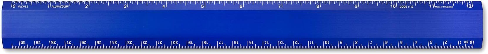 Alumicolor Aluminum Desk Ruler, 12IN, Blue