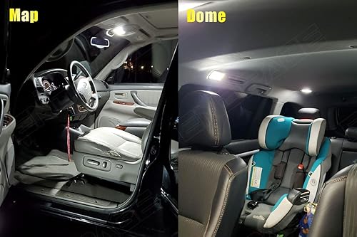 Miniatura 4 de Kit de 14 luces LED Highlander para interiores Toyota Highlander 2008 2009 2010 2011 2012 2013 blanco 6000K paquete de iluminación LED interior +