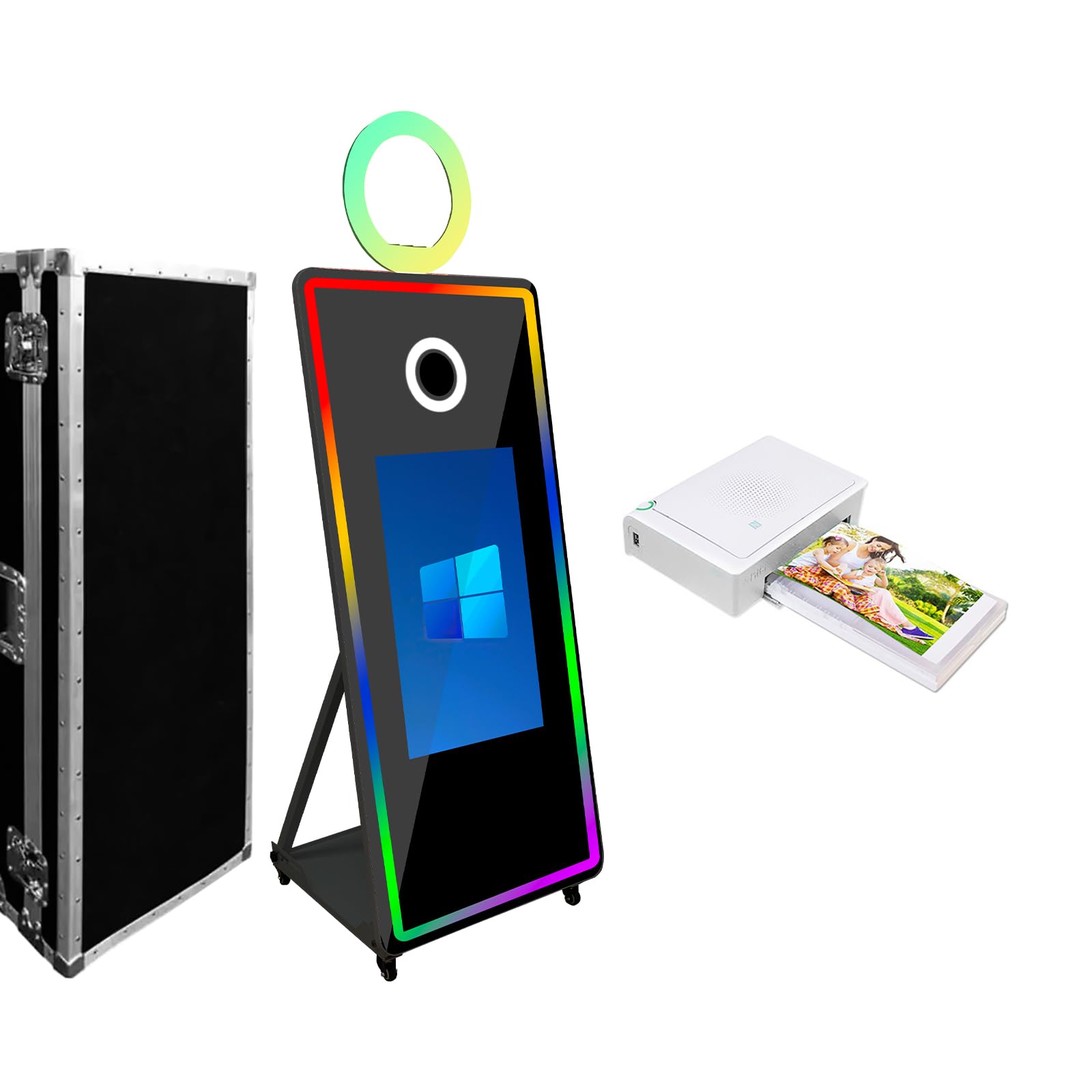 Magic Mirror Photo Booth 43'' – Cabina Fotografica Con Touch Screen, Luce RGB E Stampante Istantanea