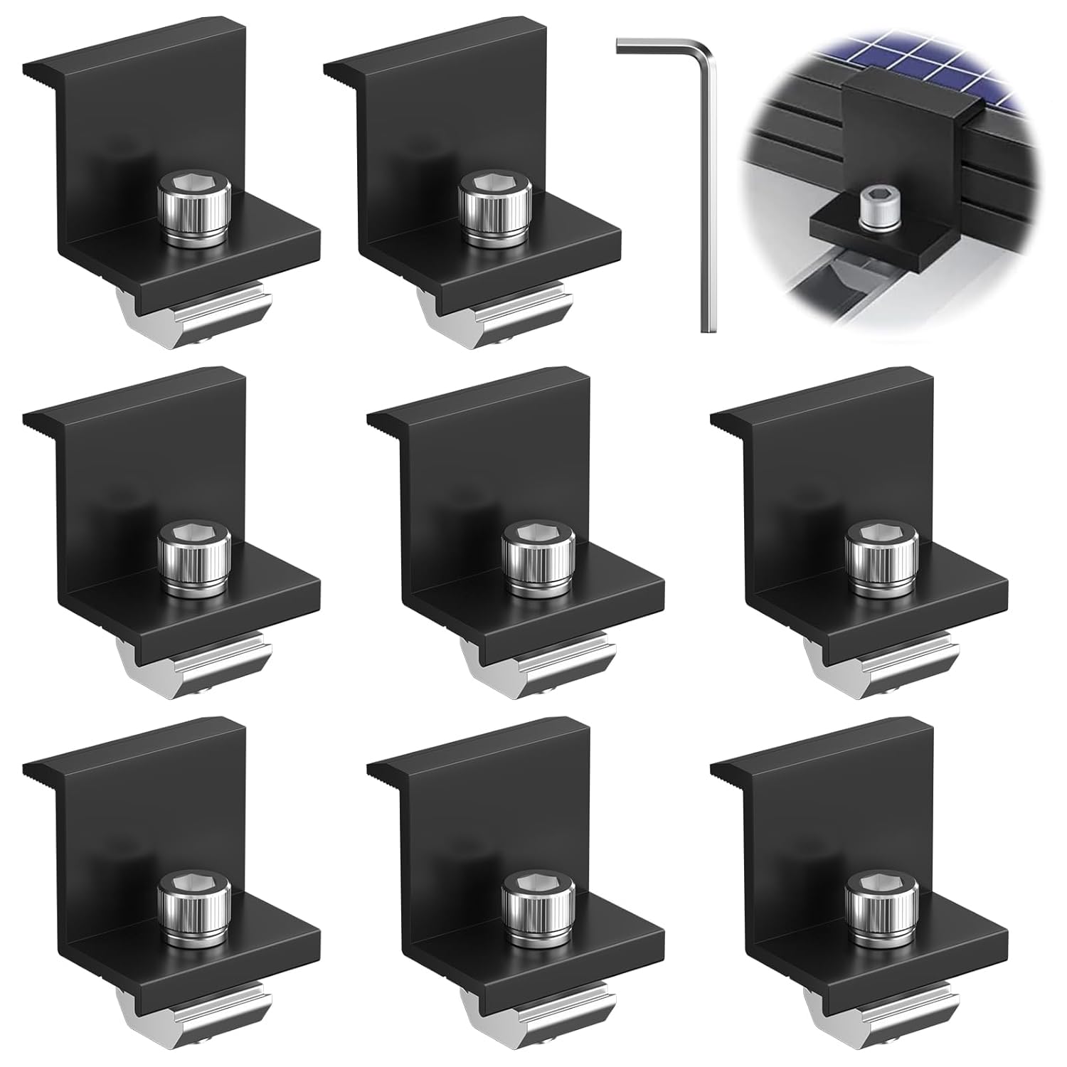 Kit Morsetto Solare Regolabile 30 mm per Pannelli Solari Staffa Z di Montaggio con Dadi e Viti