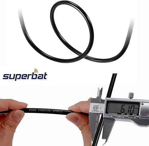 Miniatura 5 de Superbat Cable BNC macho BNC de 6 pies a macho BNC de 50 ohmios, cable coaxial RG8X de baja pérdida con conectores BNC para escáner, sintonizador,