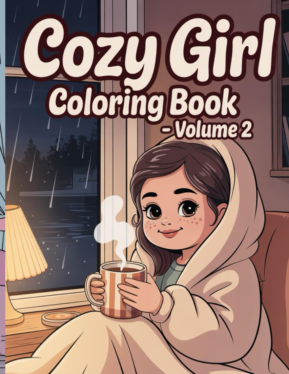Cozy Girl Coloring Book – Volume 2 Coffee, Rain & Night Vibes | Bold and Easy Coloring Pages for Relaxation and Stress Relief