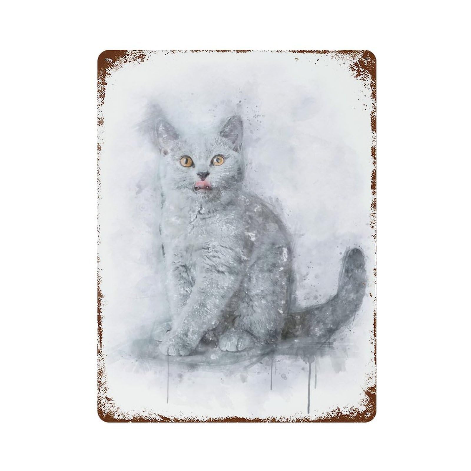 British Shorthair Kitten Retro Metal Sign 15.7"x11.8", Shabby Chic Decor for Garage, Pub Or Kitchen
