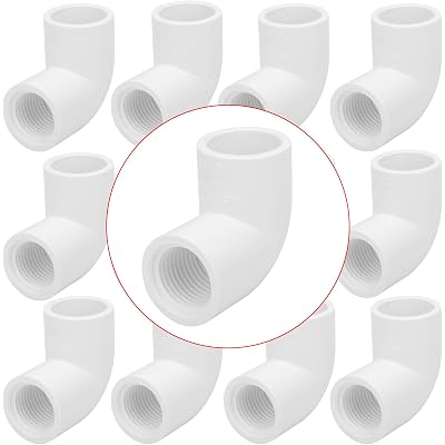 12Pack 1/2" Female Thread 90 Degree PVC Elbow Pipe Fitting (Socket x Female Pipe Thread) SCH40 PVC Hose Adapter Elbow with 1/2-Inch Female Hose Thread