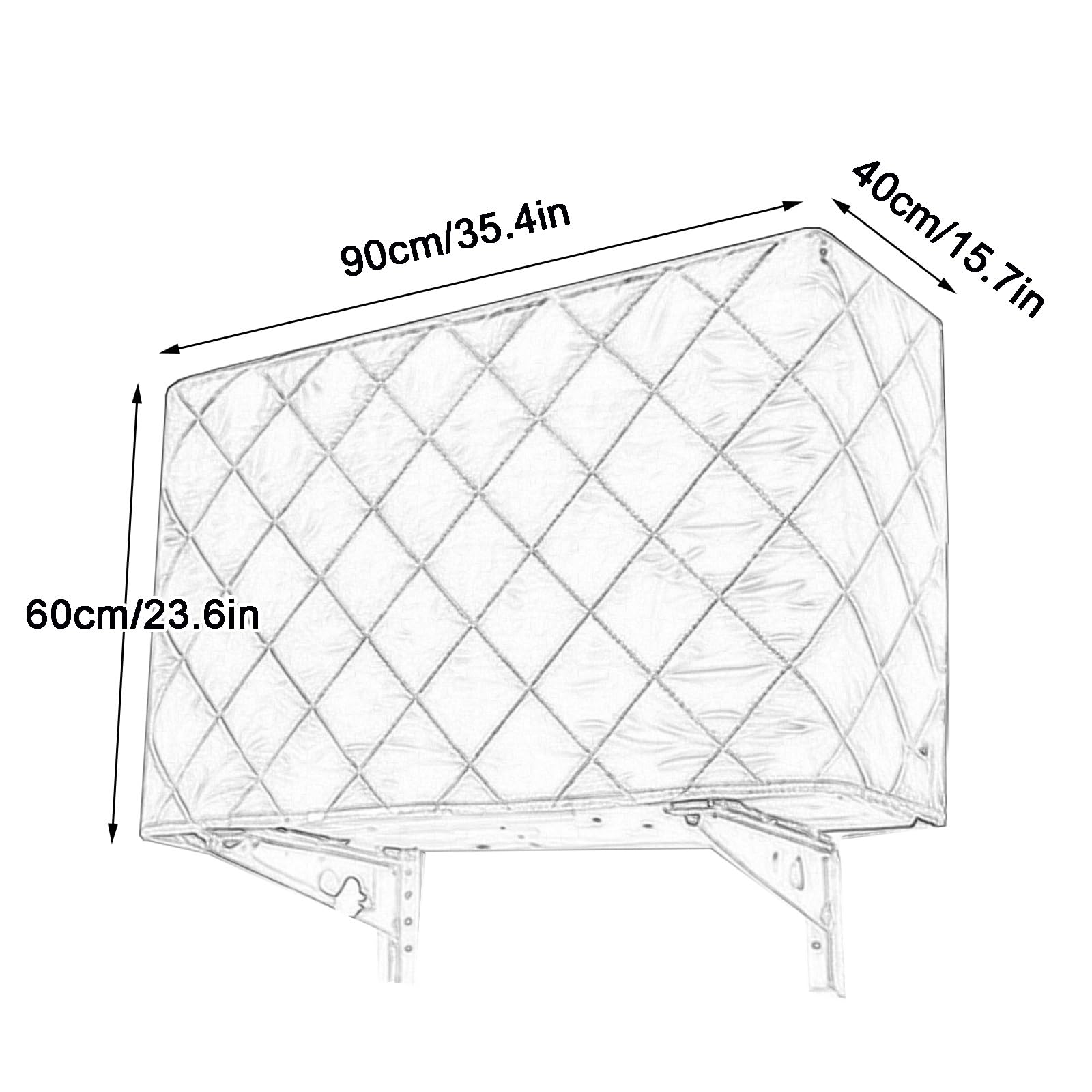 Funda de aire acondicionado para exteriores, impermeable, con cordón, tela de buey duradera, diseño de cobertura completa, se adapta a la mayoría de unidades de CA de ventana estándar (90 x 40 x 60 cm