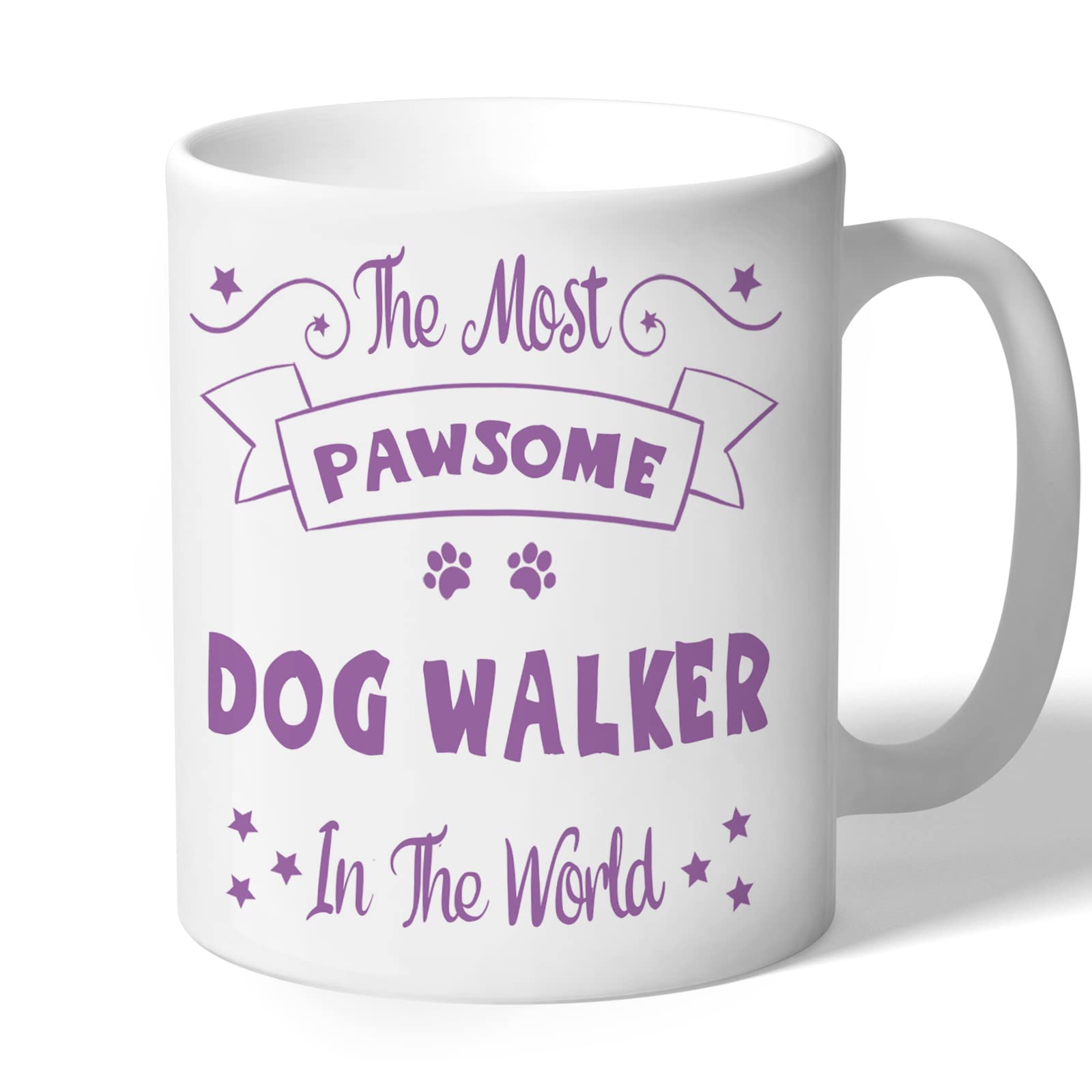 Dog Walker Mug Pawsome Gifts (Lilac Print) 10oz 300ml Ceramic