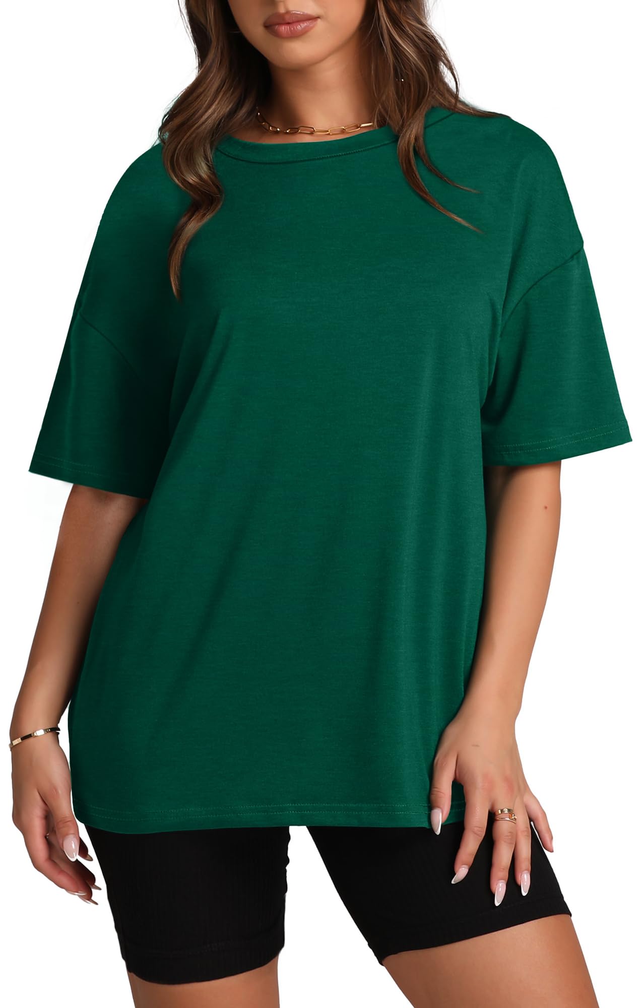 Oversized T Shirts for Women Summer Crewneck Short Sleeve Basic Tops Loose Fit
