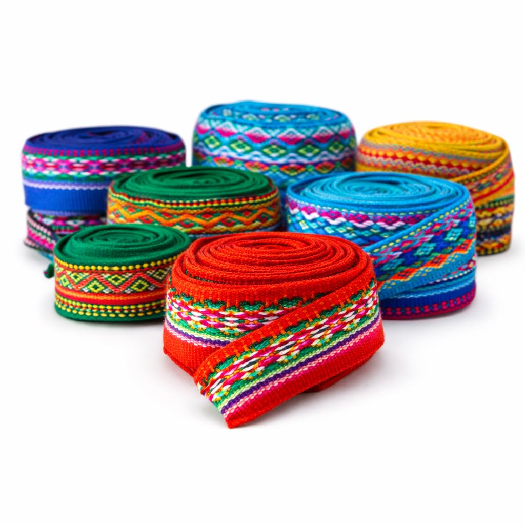 Zoeartcrafts Peruvian Andean Style Ribbons, DIY Crafts Supplies, Peruvian Andean Textiles, Multicolor Decorative Ribbons