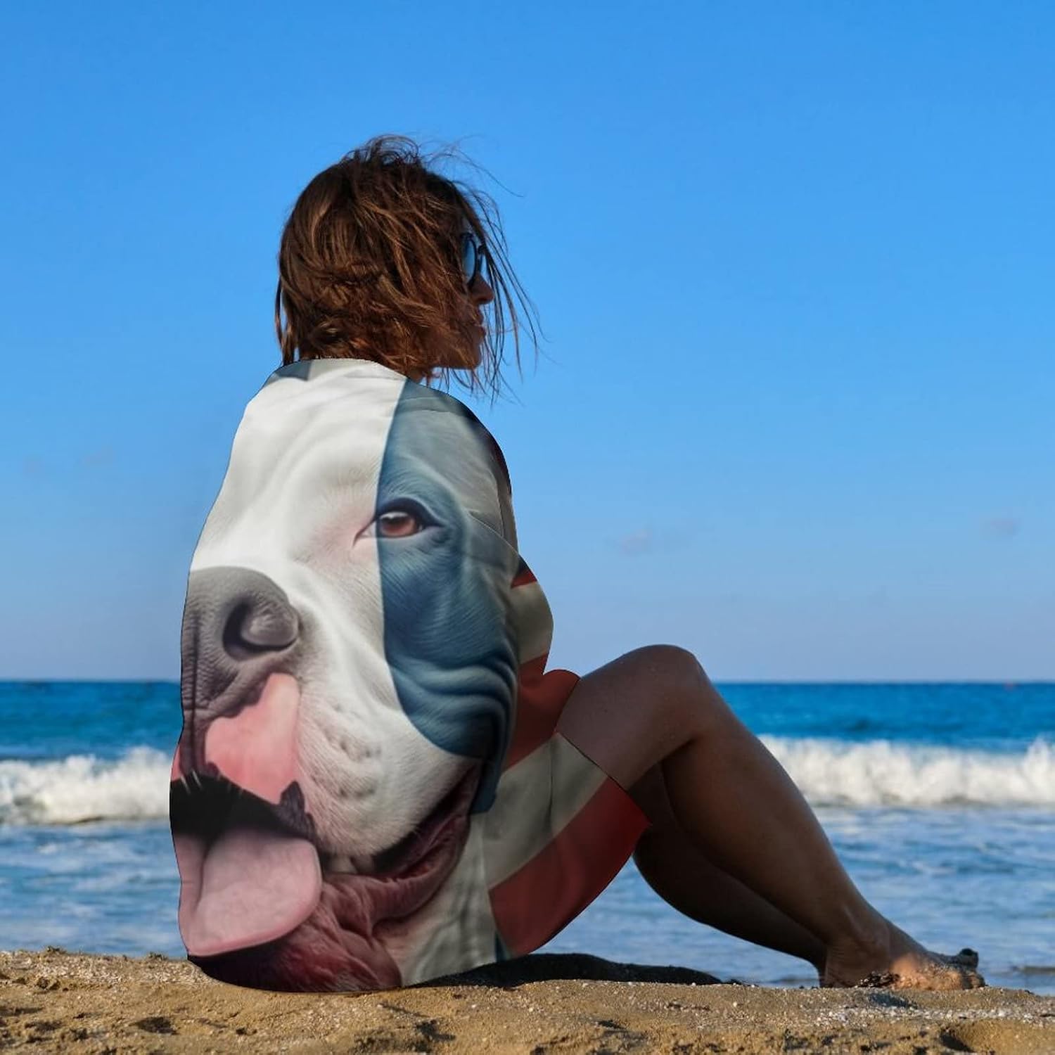 Pitbull USA Flag Bath Towels Quick Dry Adults Beach Towels for Home Hotel 51" X 31"