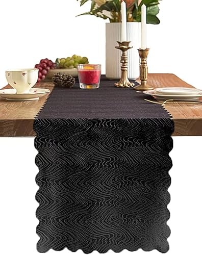 Texson Camino de mesa de granja con alta tecnología textil 12 x 72 pulgadas camino de mesa tejido negro para bodas despedidas de soltera hogar