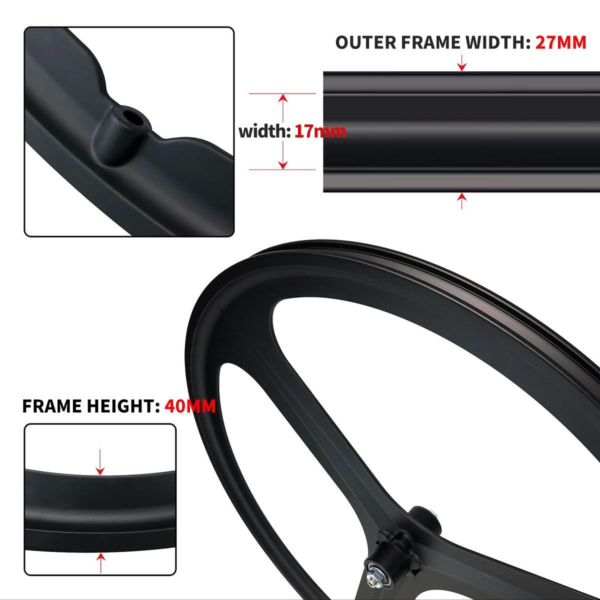 700C Fixed Gear zestaw z 3 szprychami, przednie i tylne koło, felga magnezowa, hamulec V, oś stała, felga 100/120 mm, piasty o szerokości 27 mm dla single speed.
