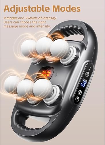 Miniatura 7 de Yoidesu Pistola de masaje de 6 cabezas de tejido profundo, pistola masajeadora de percusión con 9 niveles y 9 modos, herramienta masajeadora