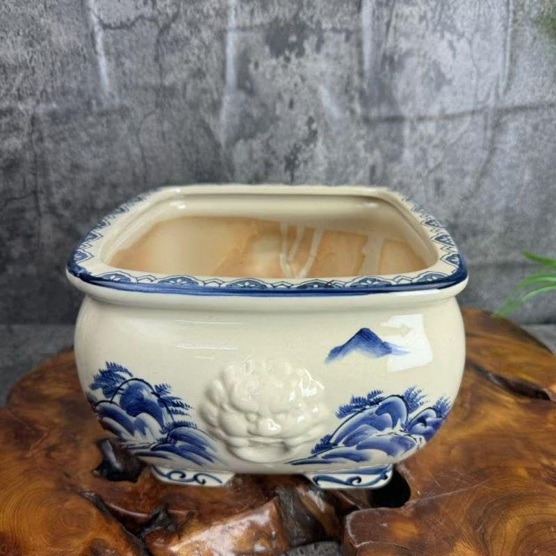 盆栽鉢 青花磁鉢 山野草鉢 多肉植物 植木鉢 小品大品盆栽鉢 陶器鉢置物 盆山水図青花磁栽鉢 山野草鉢 多肉植物 植木鉢 小品大品