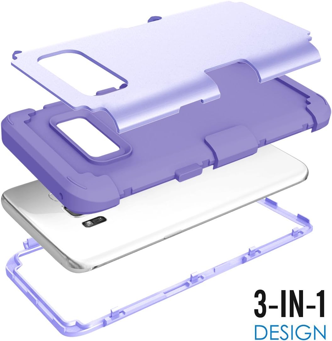 for Galaxy S8 case, PIXIU Shockproof Hybrid High Impact Hard Plastic Soft Silicon Rubber Armor Protective case Cover for Galaxy s8 2017 Release Purple