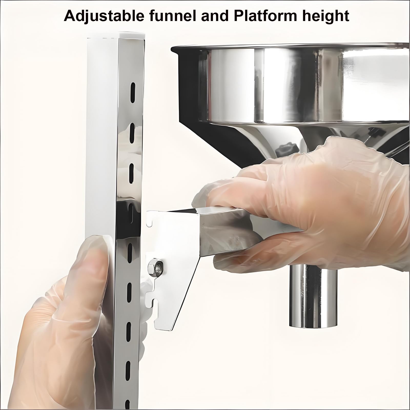 Filtro de alimentos de acero inoxidable con brazo de elevación de doble pista, altura ajustable para una fácil filtración de polvo, pasta, líquido y gránulos
