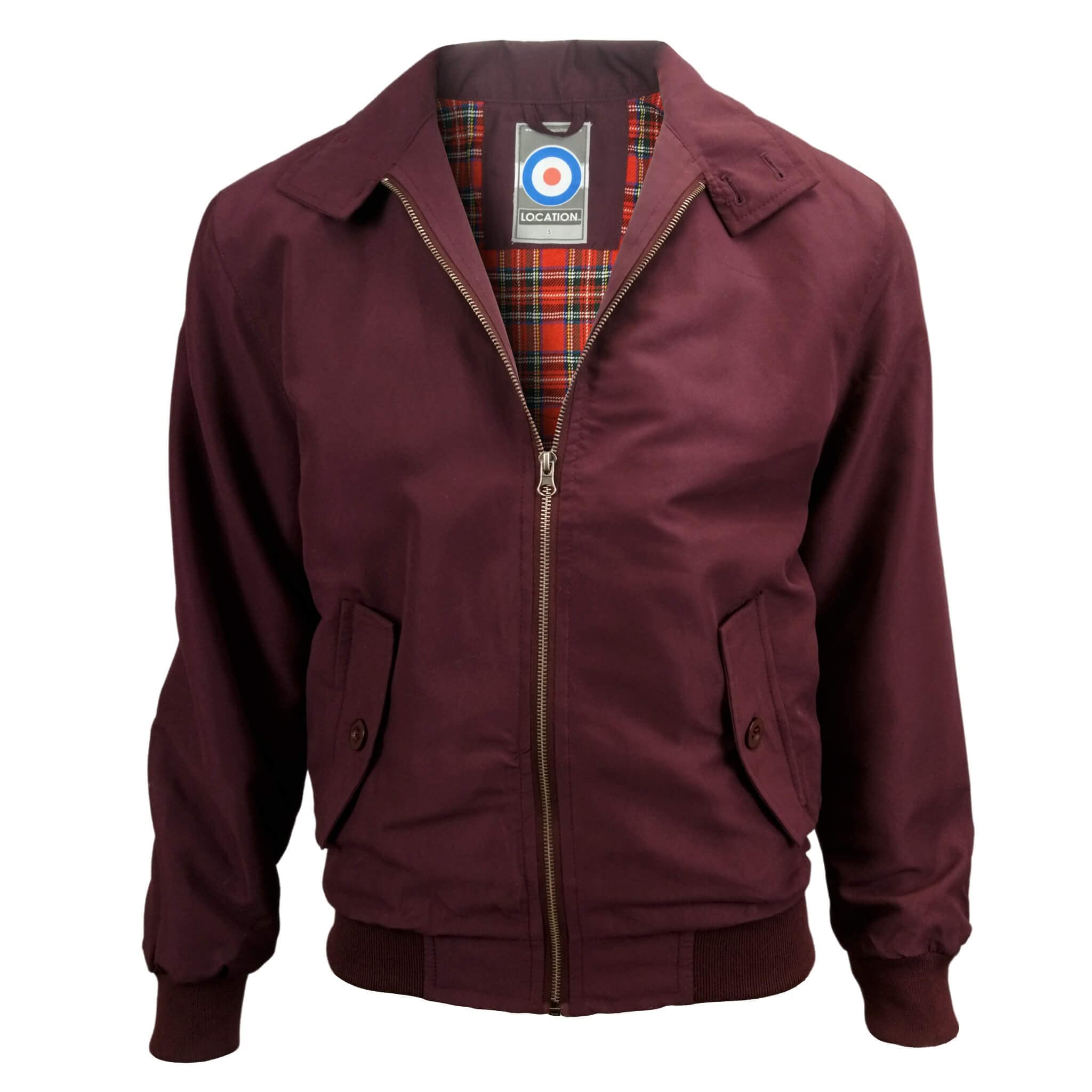 Location Tartan Lining Harrington Jacket (Burgundy, S 36-38)