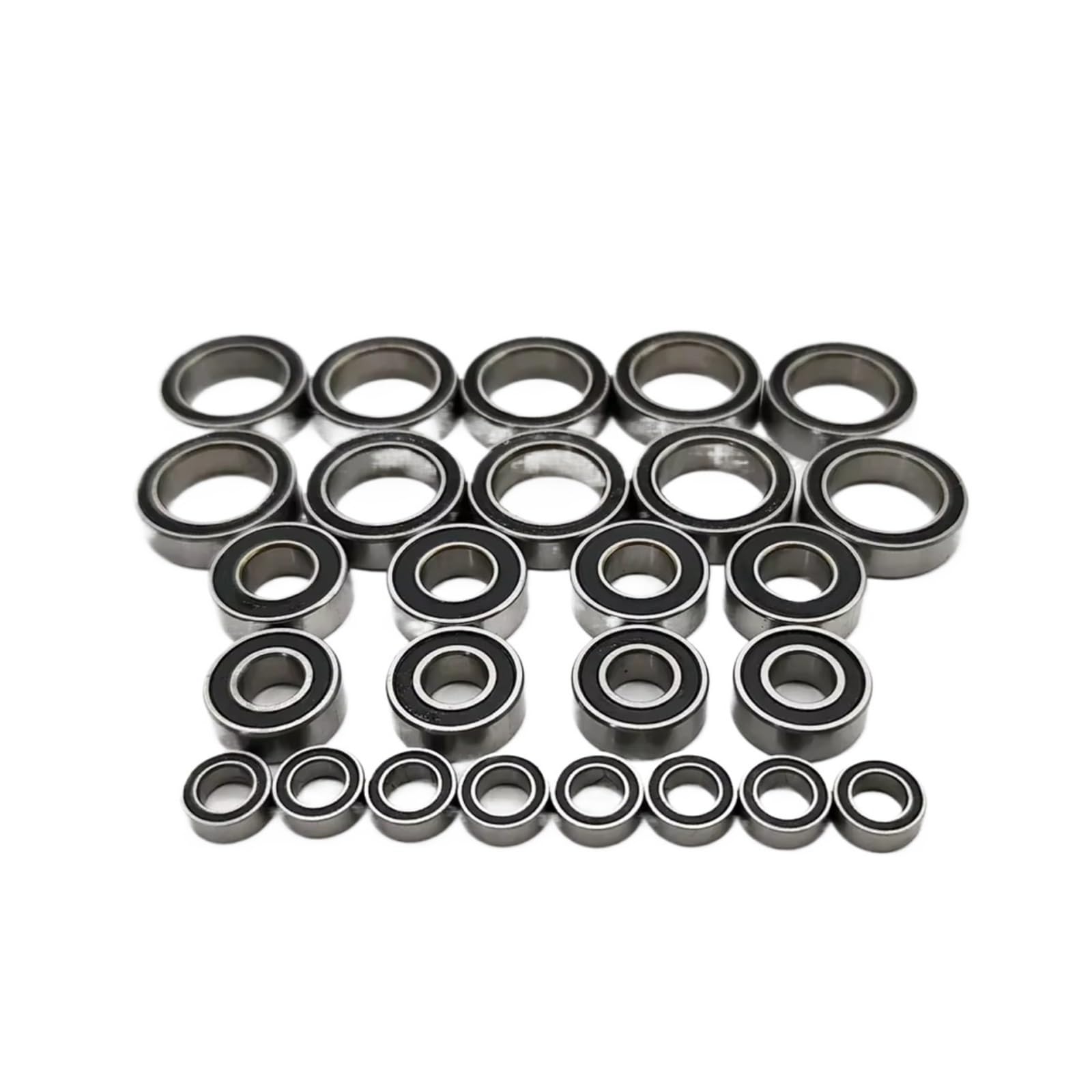 para Tekno ET410 EB410 1/10 26 Piezas Kit Completo De Rodamientos De Bolas Acero Cromado Preengrasado Sellado con Goma Negra Coche RC Pieza De Mejora Rodamientos Mejoras RC